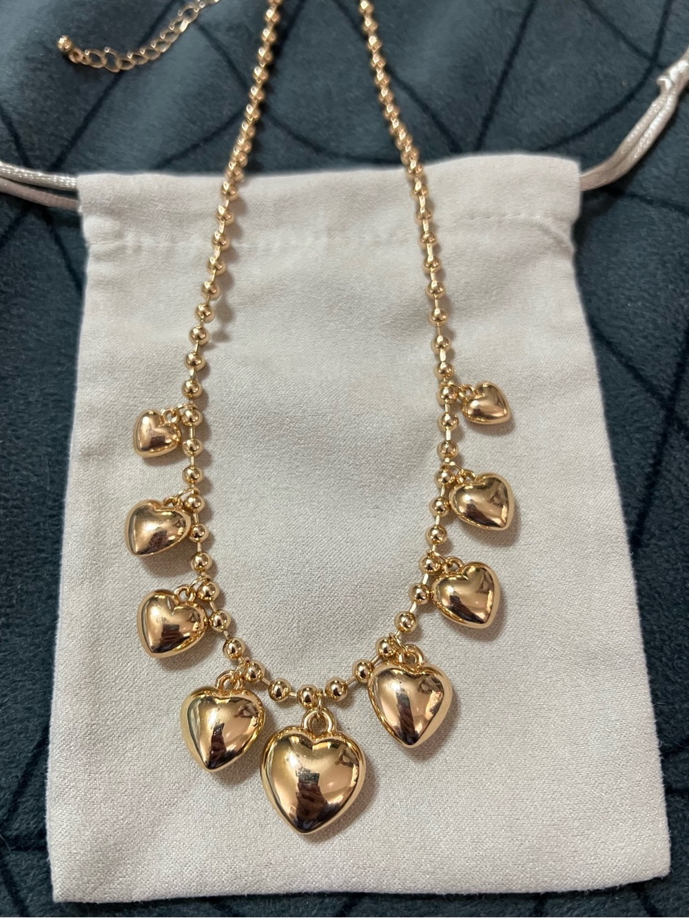 Gold Heart Charm Necklace - Women's Jewelry